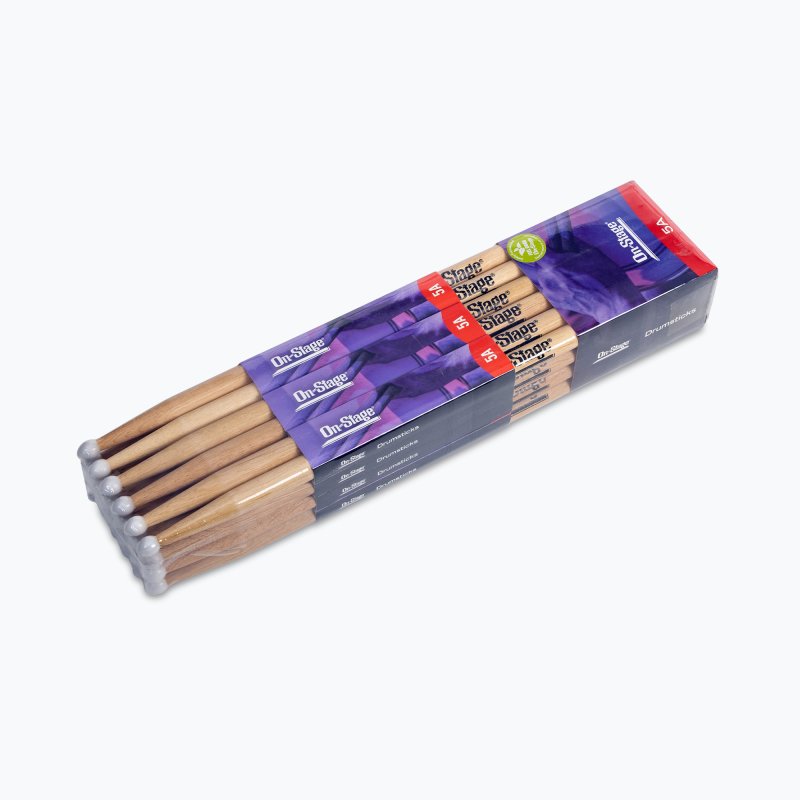 On-Stage TMP-HN5A Hickory Drum Sticks (5A, Nylon Tip, 12pr)