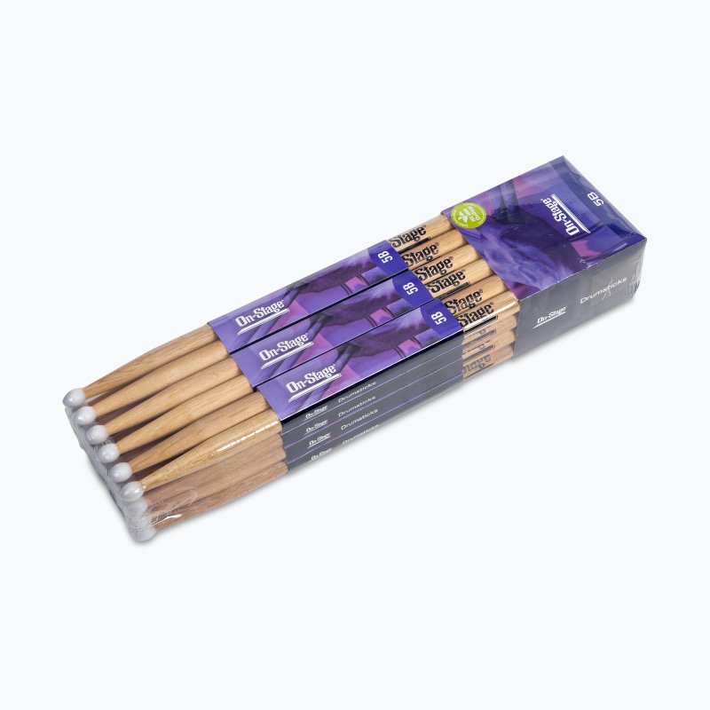 On-Stage TMP-HN5B Hickory Drum Sticks (5B, Nylon Tip, 12pr)