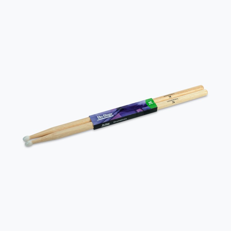 On-Stage TMP-HN7A Hickory Drum Sticks (7A, Nylon Tip, 12pr)