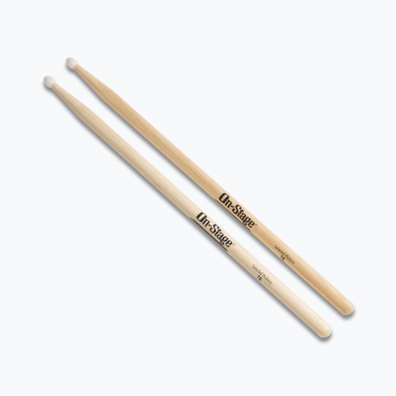 On-Stage TMP-HN7A Hickory Drum Sticks (7A, Nylon Tip, 12pr)