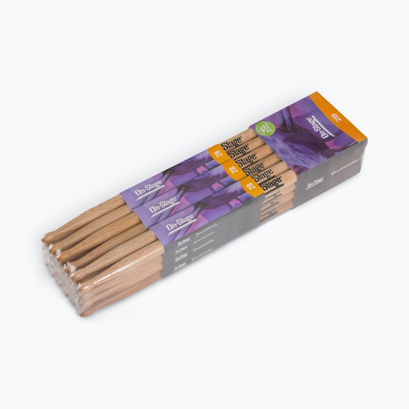 On-Stage TMP-HW2B Hickory Drum Sticks (2B, Wood Tip, 12pr)