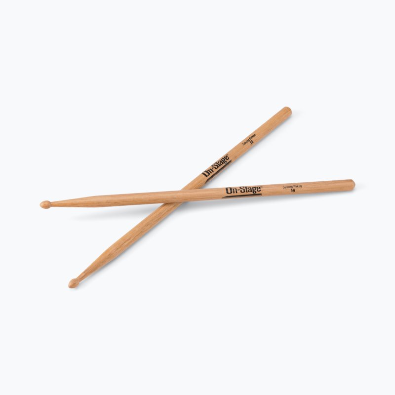On-Stage TMP-HW5A Hickory Drum Sticks (5A, Wood Tip, 12pr)