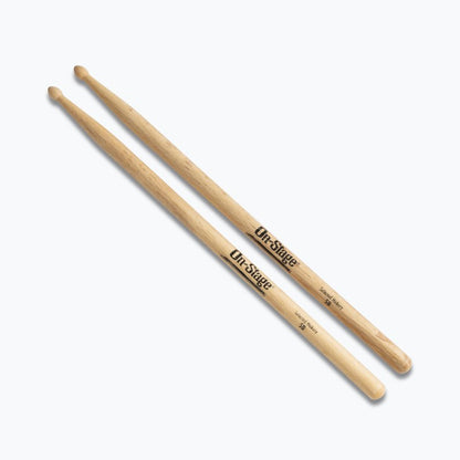 On-Stage TMP-HW5B Hickory Drum Sticks (5B, Wood Tip, 12pr)