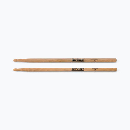 On-Stage TMP-HW7A Hickory Drum Sticks (7A, Wood Tip, 12pr)