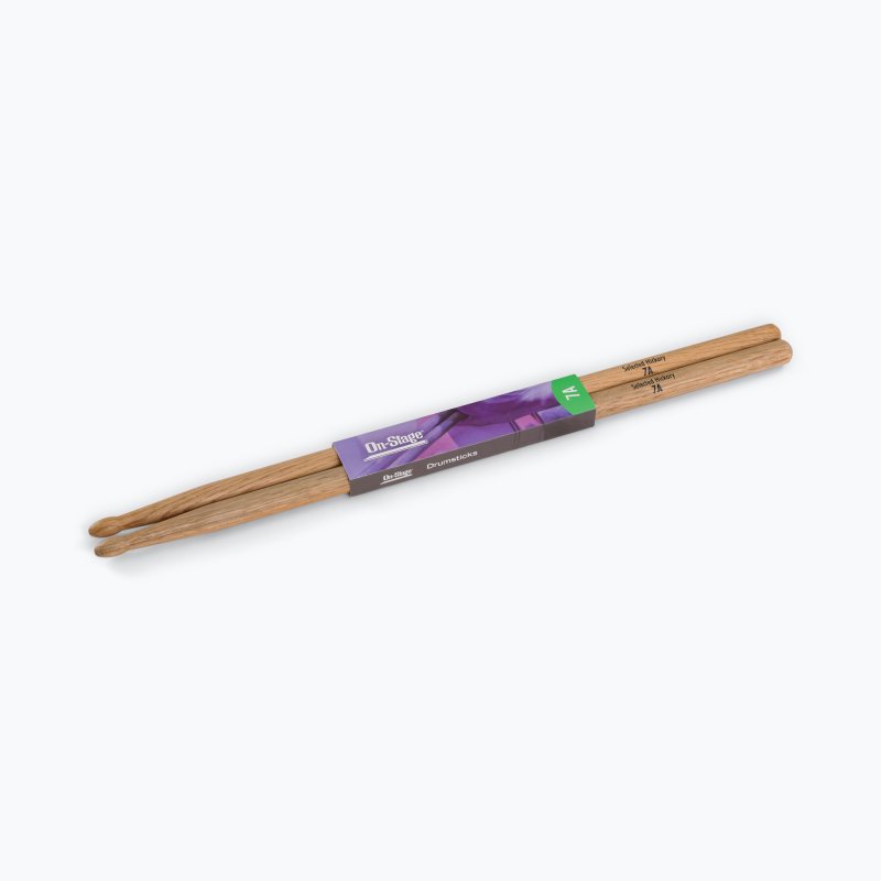 On-Stage TMP-HW7A Hickory Drum Sticks (7A, Wood Tip, 12pr)