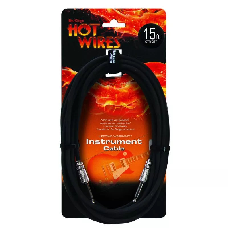 On-Stage TMP-IC-15 Instrument Cable (QTR-QTR, 15')