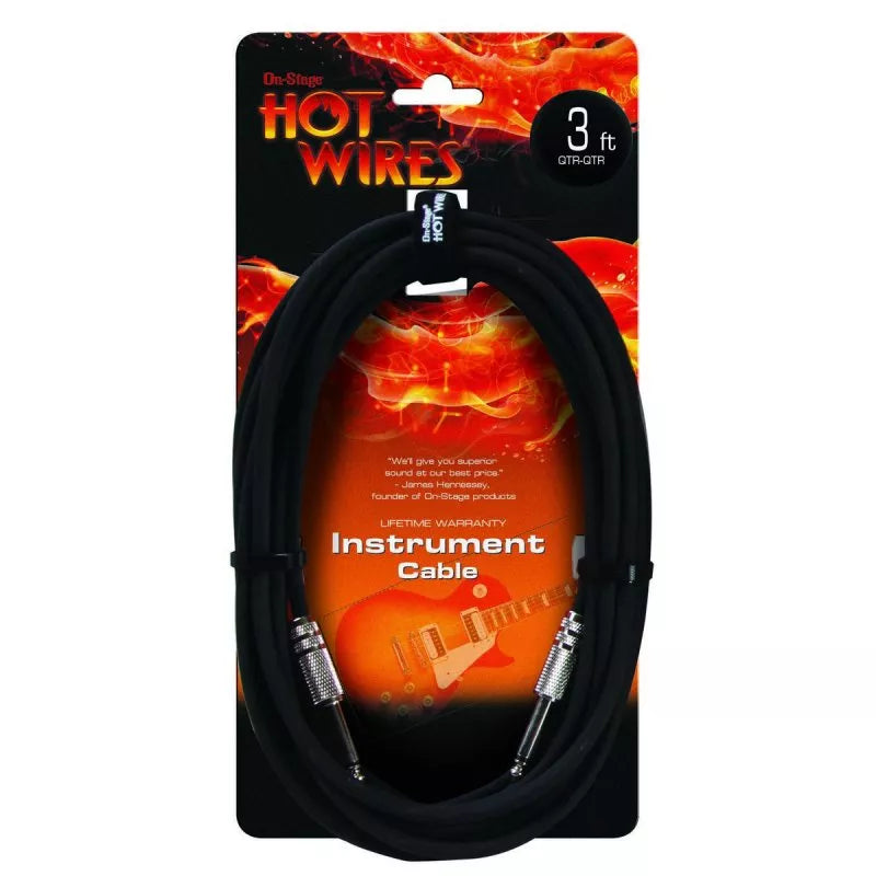 On-Stage TMP-IC-3 Instrument Cable (QTR-QTR, 3')