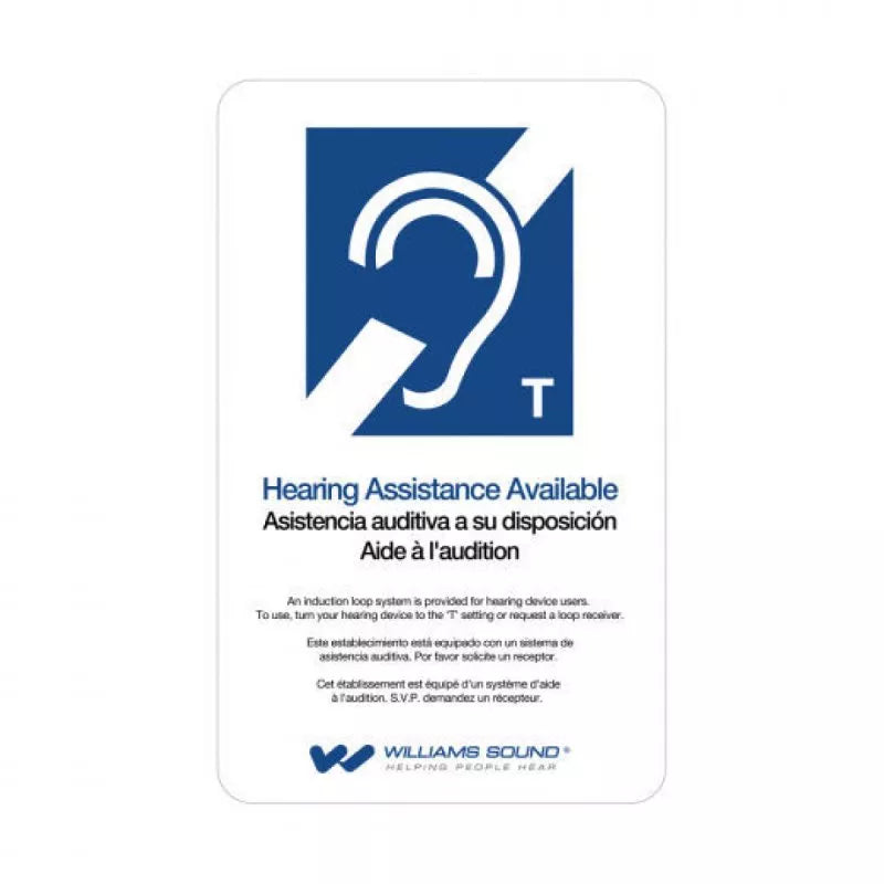 Williams AV IDP 009 ADA Wall Plaque for Loop / T-c