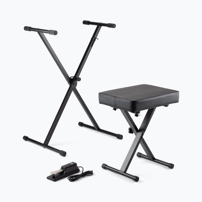 On-Stage TMP-KPK6550 Keyboard Stand and Bench Pack with Keyboard Sustain Pedal