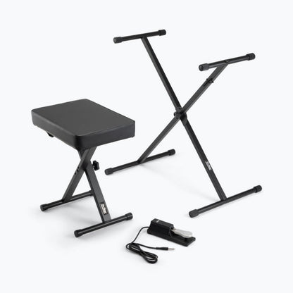 On-Stage TMP-KPK6550 Keyboard Stand and Bench Pack with Keyboard Sustain Pedal