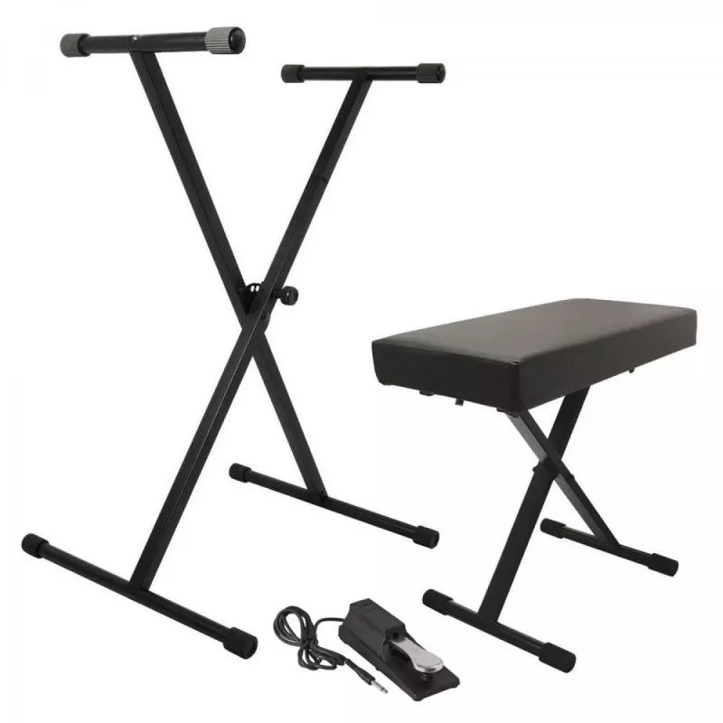 On-Stage TMP-KPK6550 Keyboard Stand and Bench Pack with Keyboard Sustain Pedal