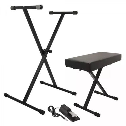 On-Stage TMP-KPK6550 Keyboard Stand and Bench Pack with Keyboard Sustain Pedal