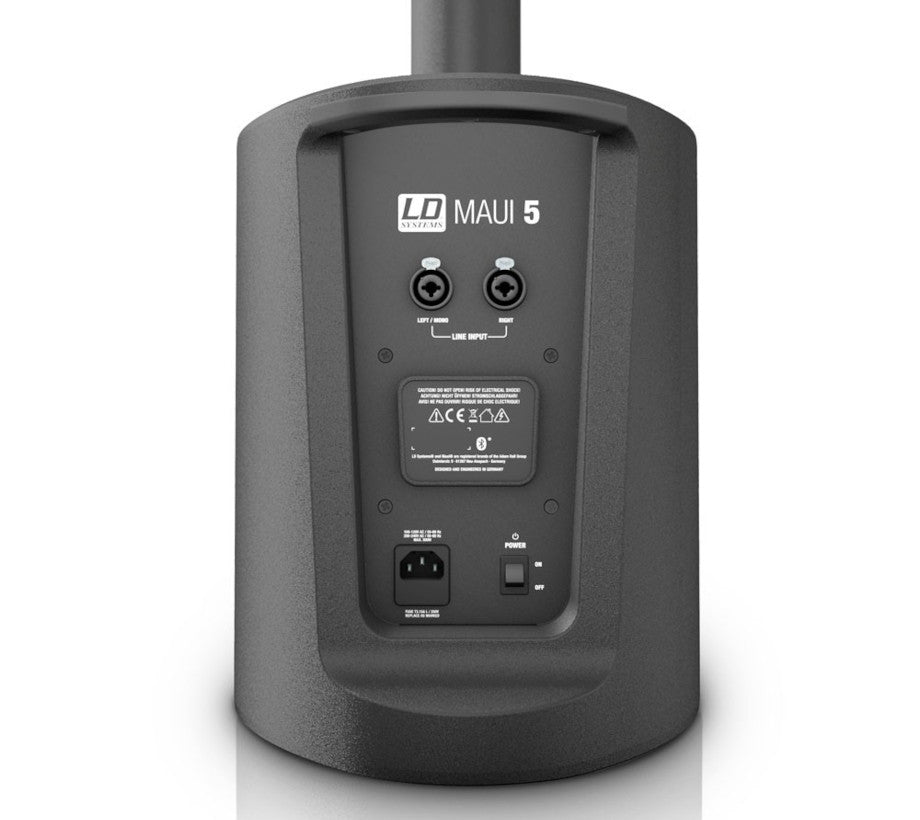 LD Systems MAUI 5 Portable Column PA System with Mixer and Bluetooth panel front