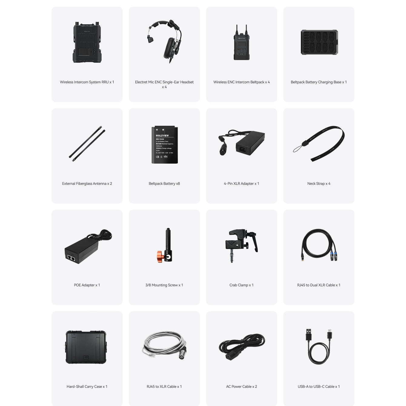 HOLLYLAND HL-Solidcom M1 Pro-4B Full-Duplex ENC Wireless Intercom System (4 Beltpacks and Single-Ear Headsets)