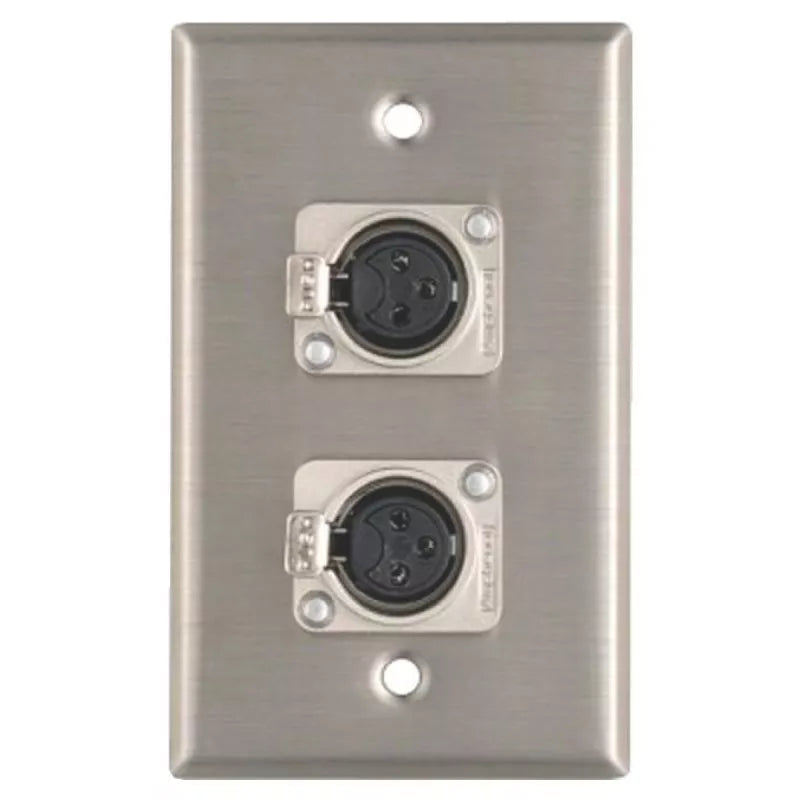 ProCo Sound WP1013 Wall Plate, 2 XLRF Connectors, 1 Gang