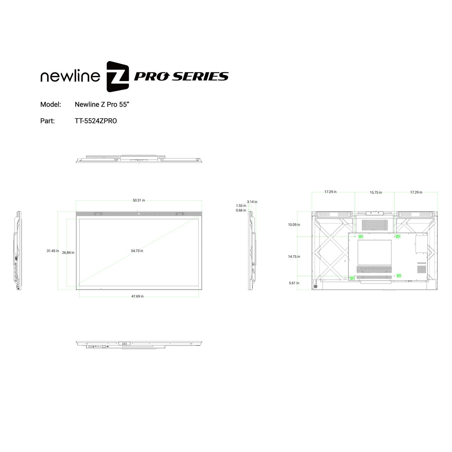 Newline Interactive TT-5524ZPRO Z Pro Series Interactive Display | Size: 55"