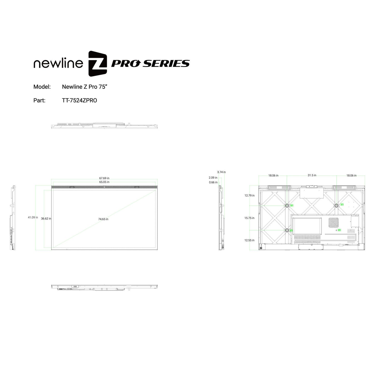 Newline Ineractive TT-7524ZPRO 75" Z Pro Series Display