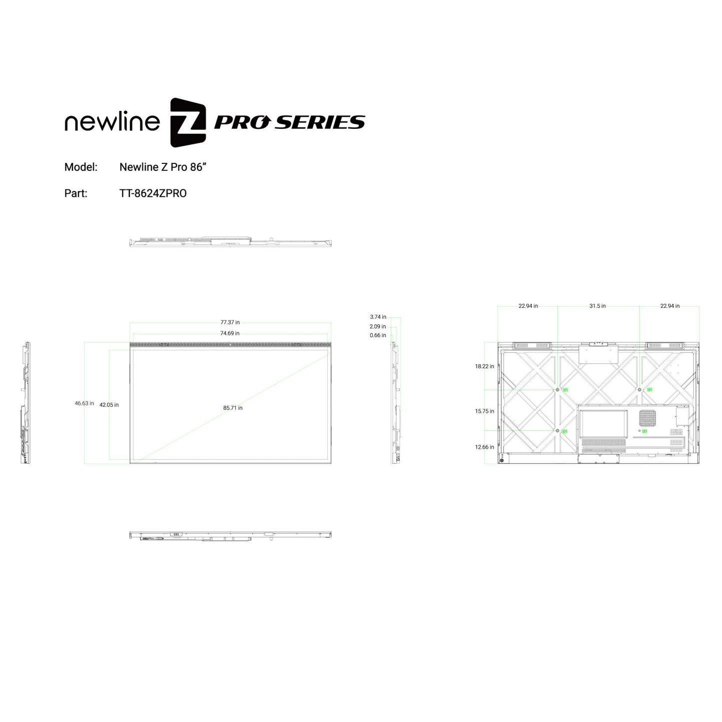 Newline Ineractive TT-8624ZPRO 86" Z Pro Series Display