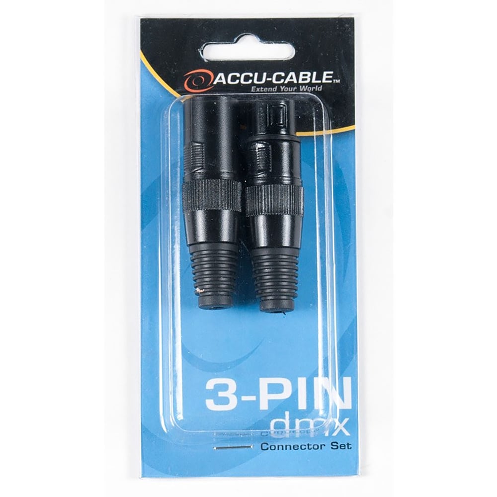 Accu-Cable DMX XLR Connector Set Gold-Pin Replacement Connectors | 3-Pin