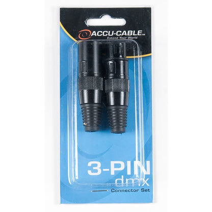 Accu-Cable DMX XLR Connector Set Gold-Pin Replacement Connectors | 3-Pin