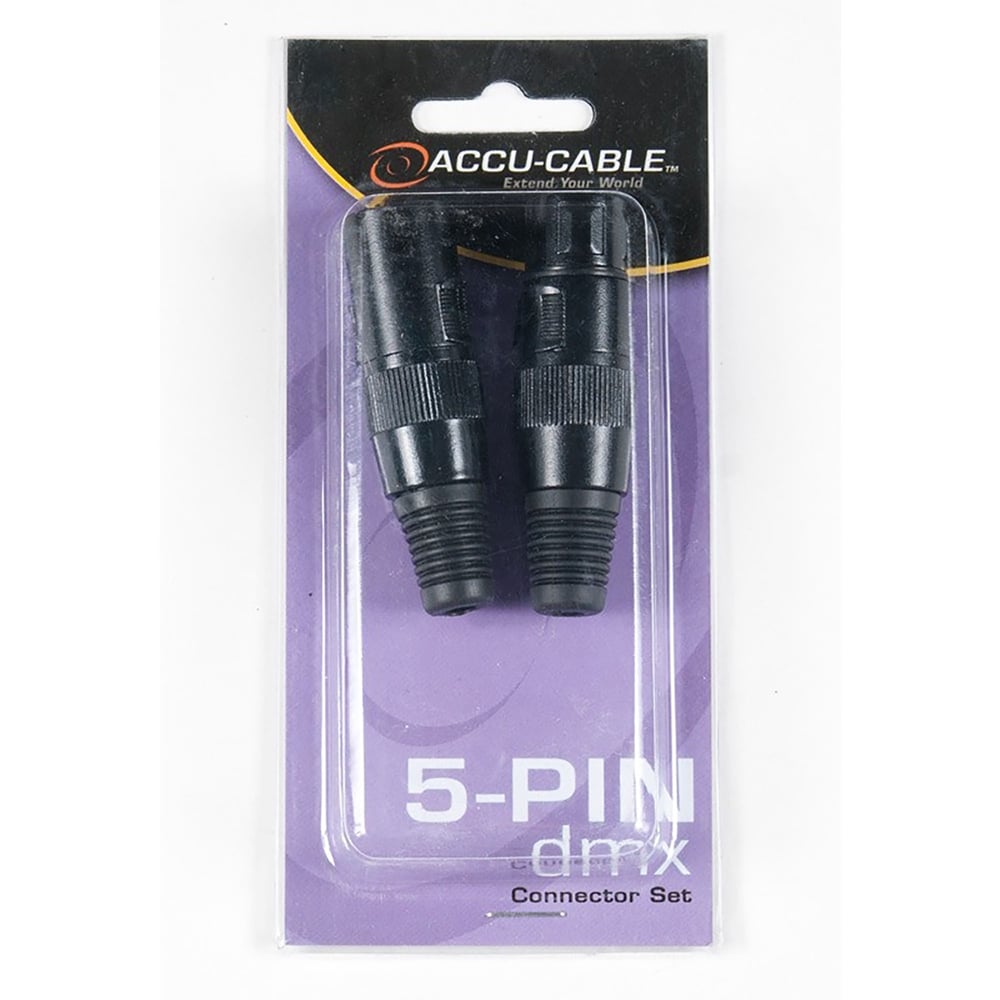 Accu-Cable DMX XLR Connector Set Gold-Pin Replacement Connectors | 5-Pin