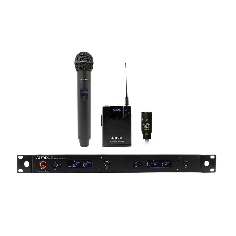 Audix AP62C210 R62 Receivr W/Om2 H&Held Transmittrr;B60 Bodypack W/Adx10 Lavalier Mic