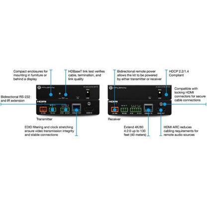 ATLONA AT-AVA-EX70C-BP-KIT Avance 4K/Uhd Hdmi Transmitter And Receiver Kit W/Rs-232 And Ir Pass