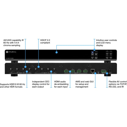 ATLONA AT-HDR-H2H-44MA 4K/Uhd Hdr 4×4 Hdmi Matrix Switcher