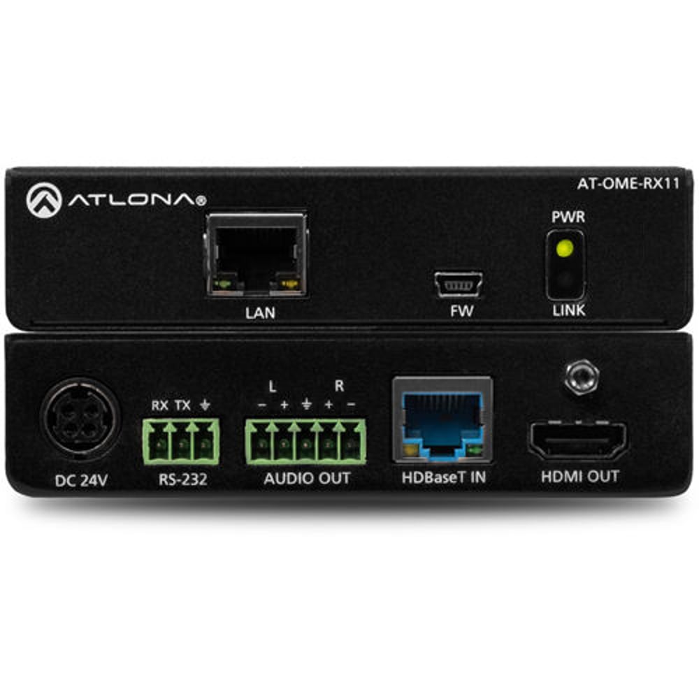 ATLONA AT-OME-RX11 Omega 4K/Uhd Hdmi Over Hdbaset Receiver With Control/Audio Output & Poe