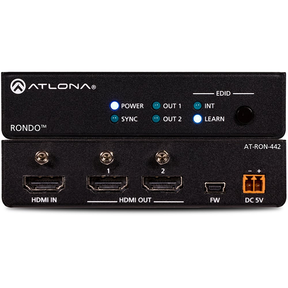 ATLONA AT-RON-442 4K Hdr Two-Output Hdmi Distribution Amplifier