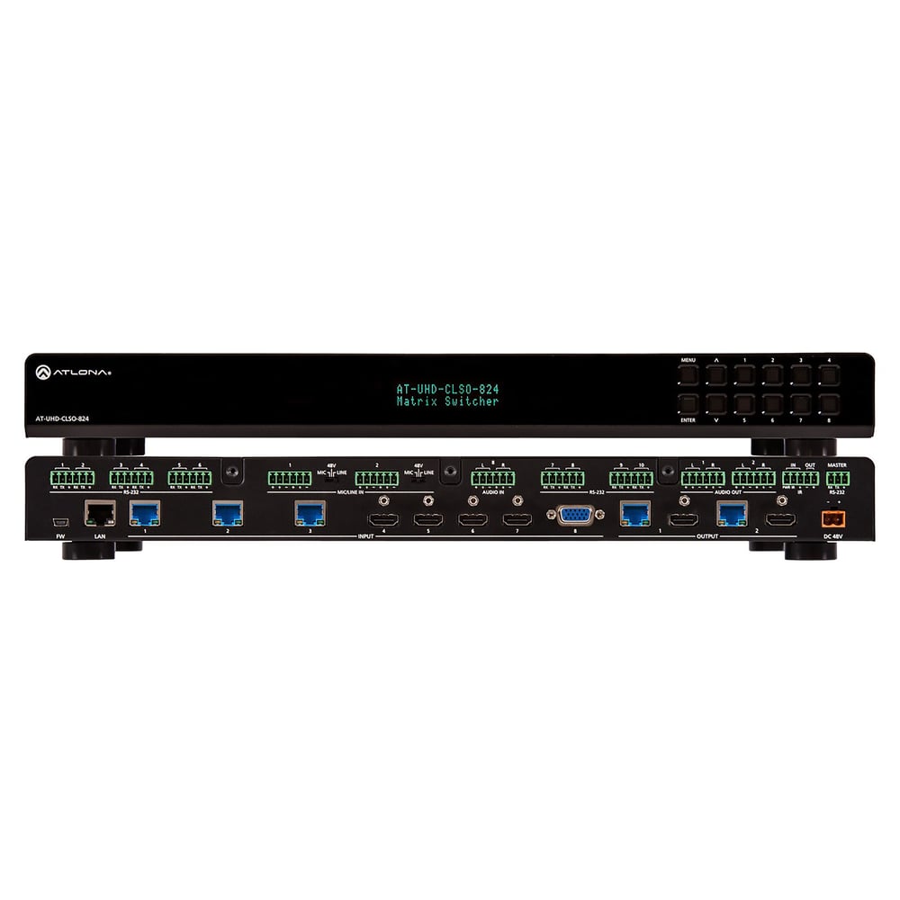 ATLONA AT-UHD-CLSO-824 4K/Uhd 8X2 Multi-Format Matrix Switch With Dual Hdbaset And Hdmi Out