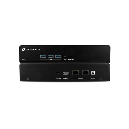 Atlona AT-VGW-HW-3 Velocity control gateway front panel with USB ports and rear panel with HDMI and Ethernet