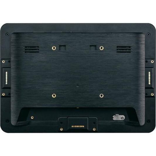 Atlona AT-VTPG-1000VL-BL rear view showing VESA mounting holes, vents, and dock connector contacts