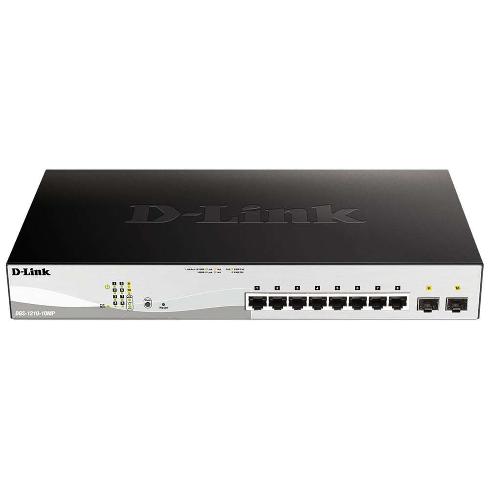 DLINK DGS1210-10MP Dgs-1210 Series Smart Managed 10-Port Gigabit Poe Switch W 2 Gigabit Sfp