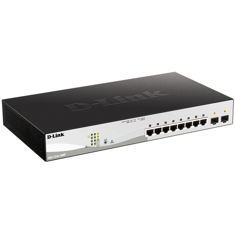 DLINK DGS1210-10MP Dgs-1210 Series Smart Managed 10-Port Gigabit Poe Switch W 2 Gigabit Sfp