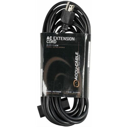 Accu-Cable EC163 Edison Extension Cable For AC Power Distribution | 3-fer | 25 ft