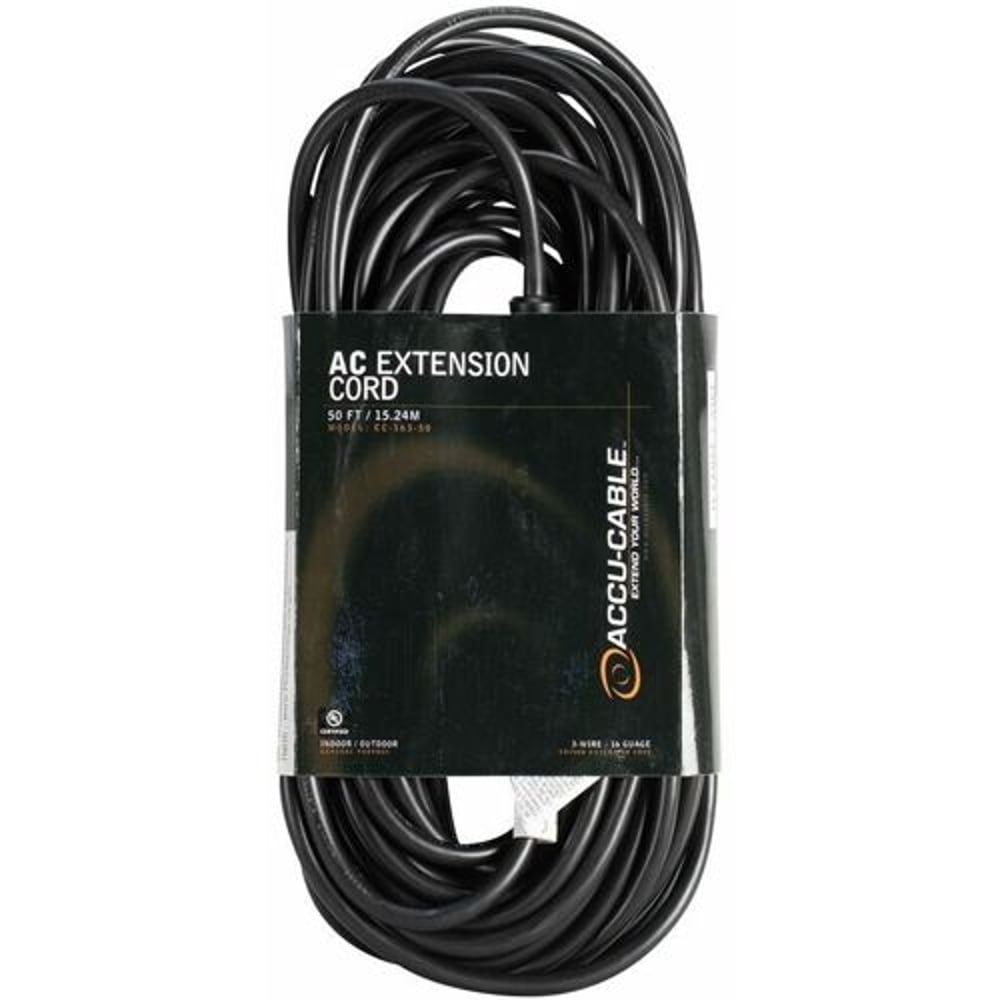 Accu-Cable EC163 Edison Extension Cable For AC Power Distribution | Standard | 50 ft