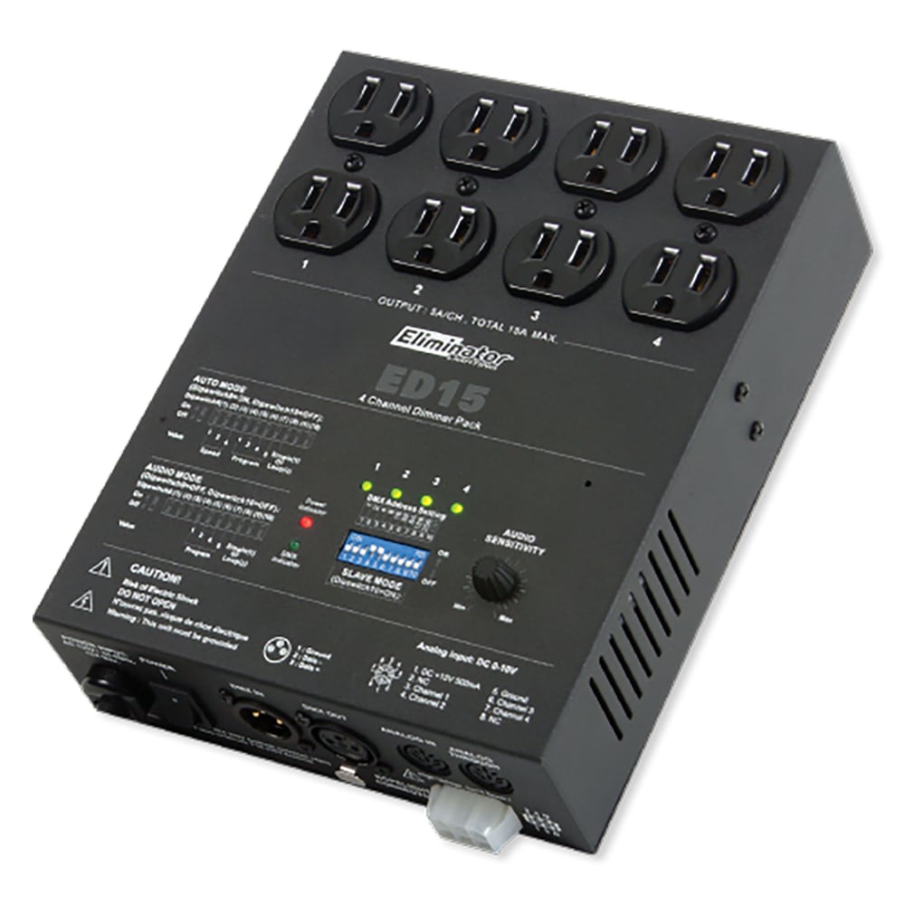 Eliminator Lighting ED15 4-Channel DMX Dimmer Pack With Built-In Programs