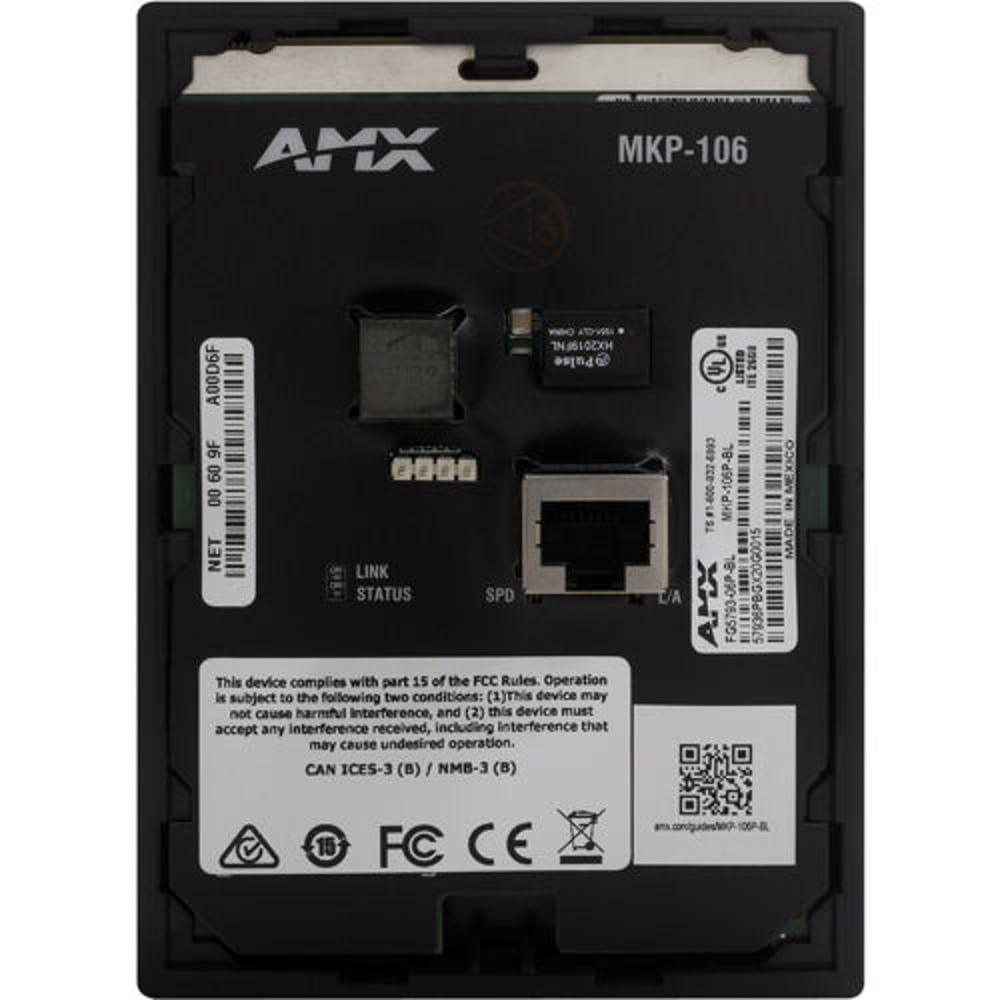 AMX FG5793-06P-BL Mkp-106P-Bl Massio 6-Button Ethernet Keypad, Portrait, Black