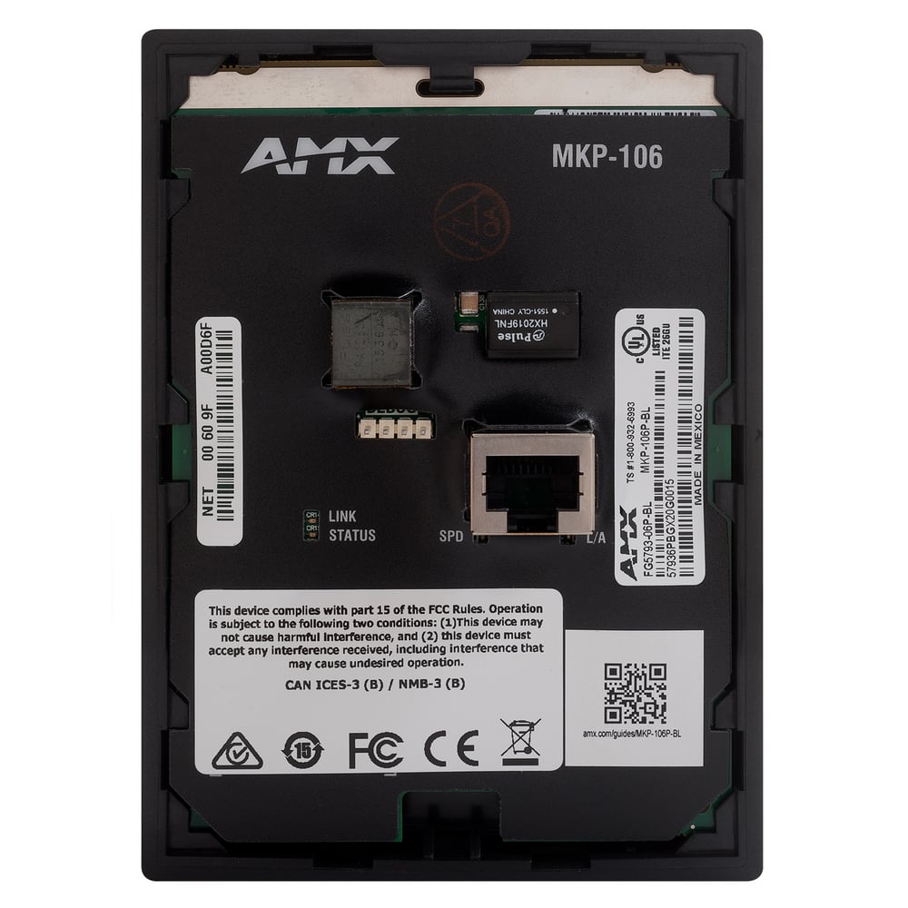 AMX FG5793-06P-BL Mkp-106P-Bl Massio 6-Button Ethernet Keypad, Portrait, Black