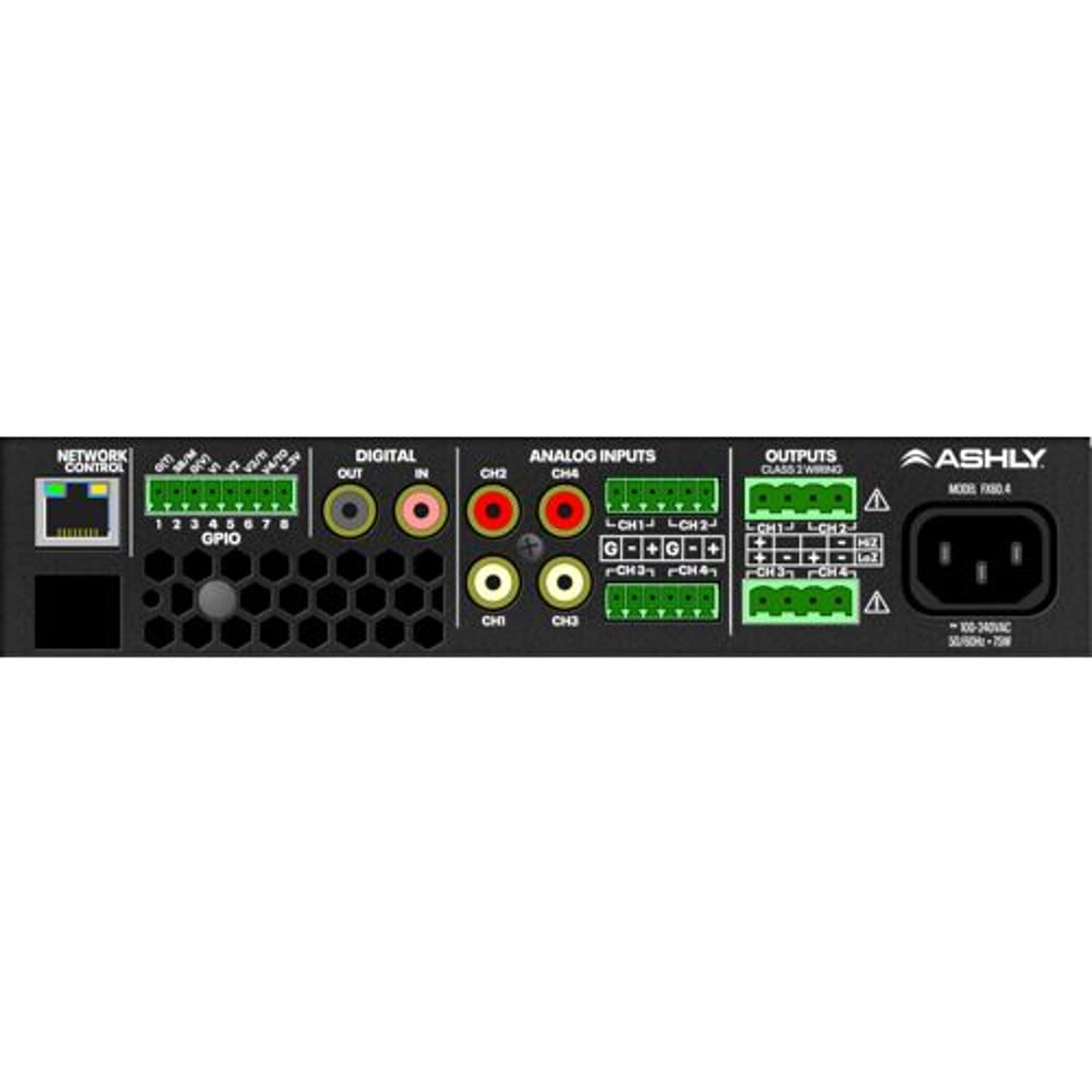 Ashly FX125.4 1/2-Rack Compact 4-Chan Power Amp With Dsp, 4 X 125W At 4/8 Ohms, 2 X 250W At 70V