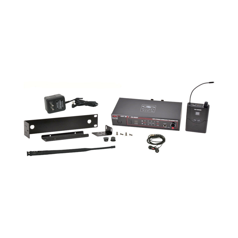 Galaxy Audio AS-950 Wireless Personal Monitor System components