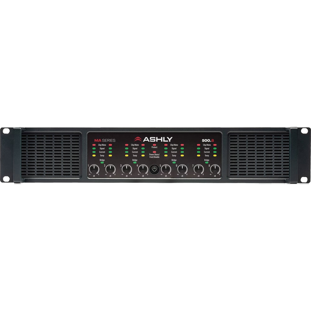 Ashly MA500.8 8-Channel Multi-Mode Power Amplifier, 8X500W At 2/4/8 Ohms And 70V/25V