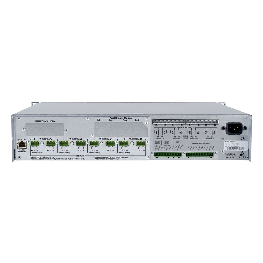 Ashly ne8250ped Ne8250Pe Network Amplifier With Dante Option Card