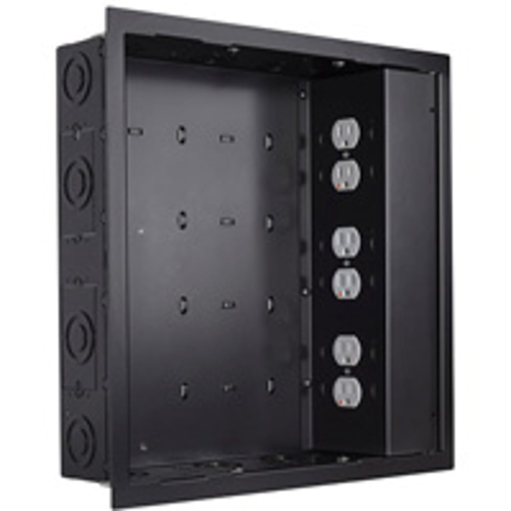 Chief PAC526FBP6 In-Wall Large Blk - W/ Surgex 3 Outlets