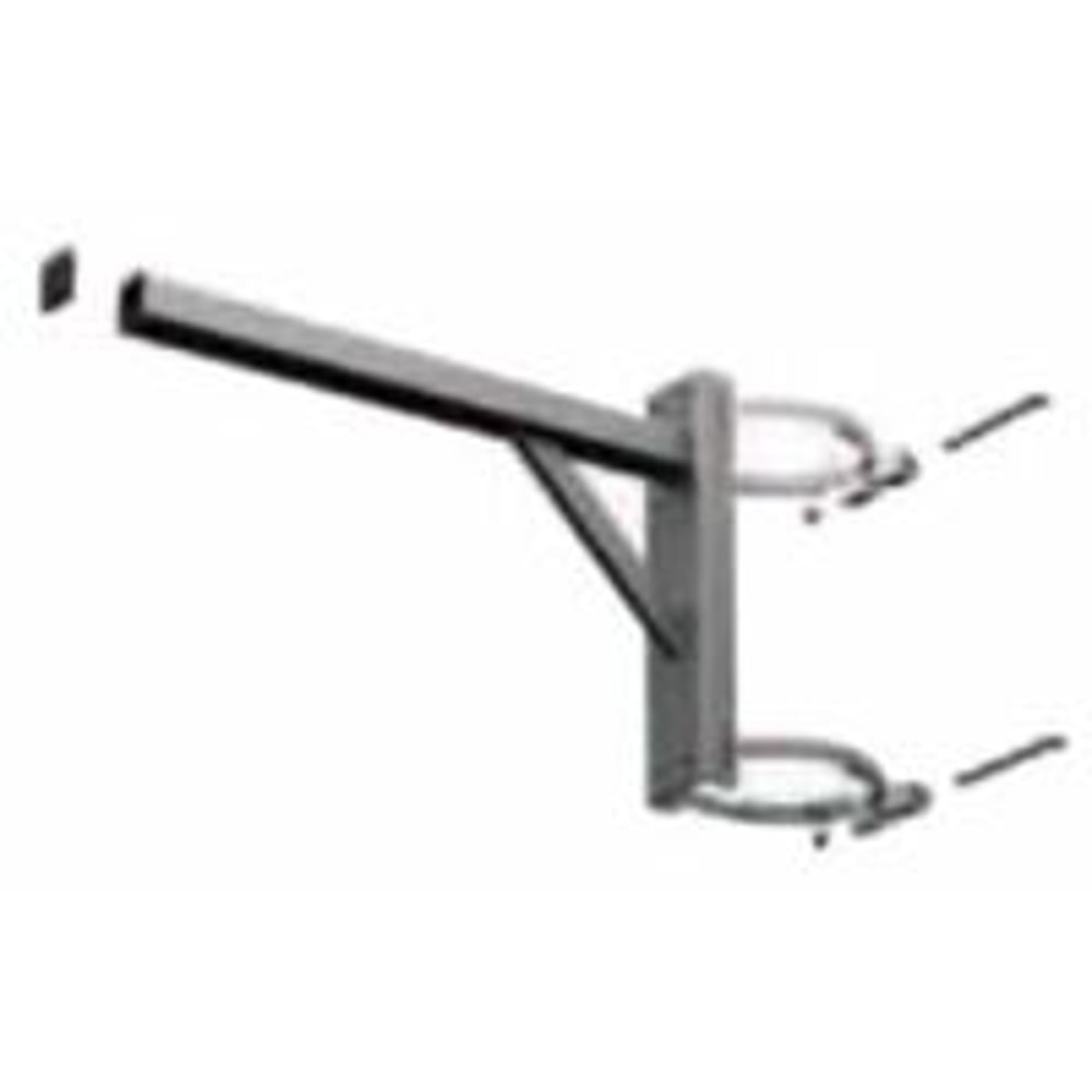 AtlasIED PM-24-6UP-G galvanized pole mount adapter bracket with extension arm, brace, and U-bolt clamps