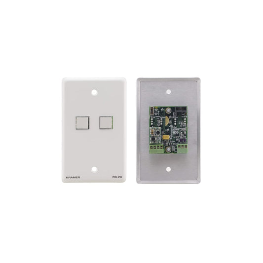 Kramer 85-70842295 2 Button Control Wall Plate, White Design Frame