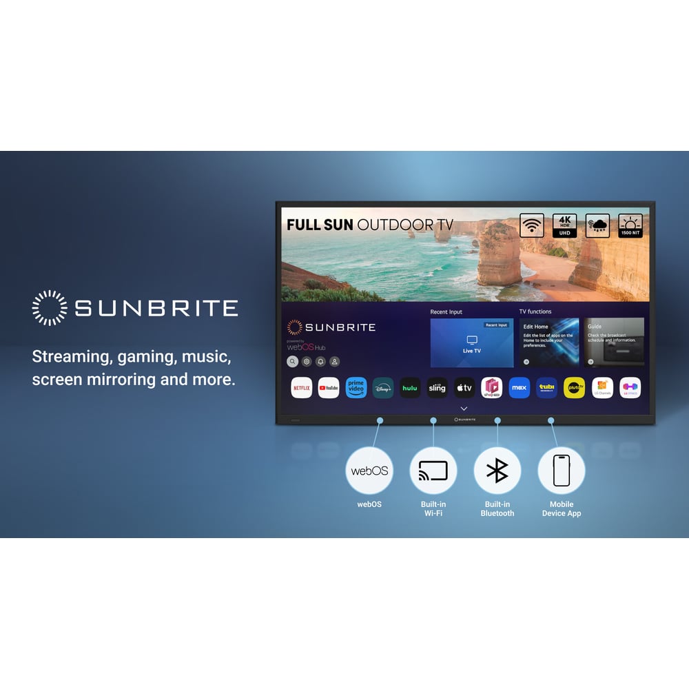 SUNBRITE SB-FS-65-BL 65" Solis Series - Smart Outdoor Tv - Full Sun - 4K Uhd Hdr