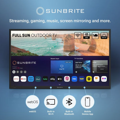 SUNBRITE SB-FS-65-BL 65" Solis Series - Smart Outdoor Tv - Full Sun - 4K Uhd Hdr