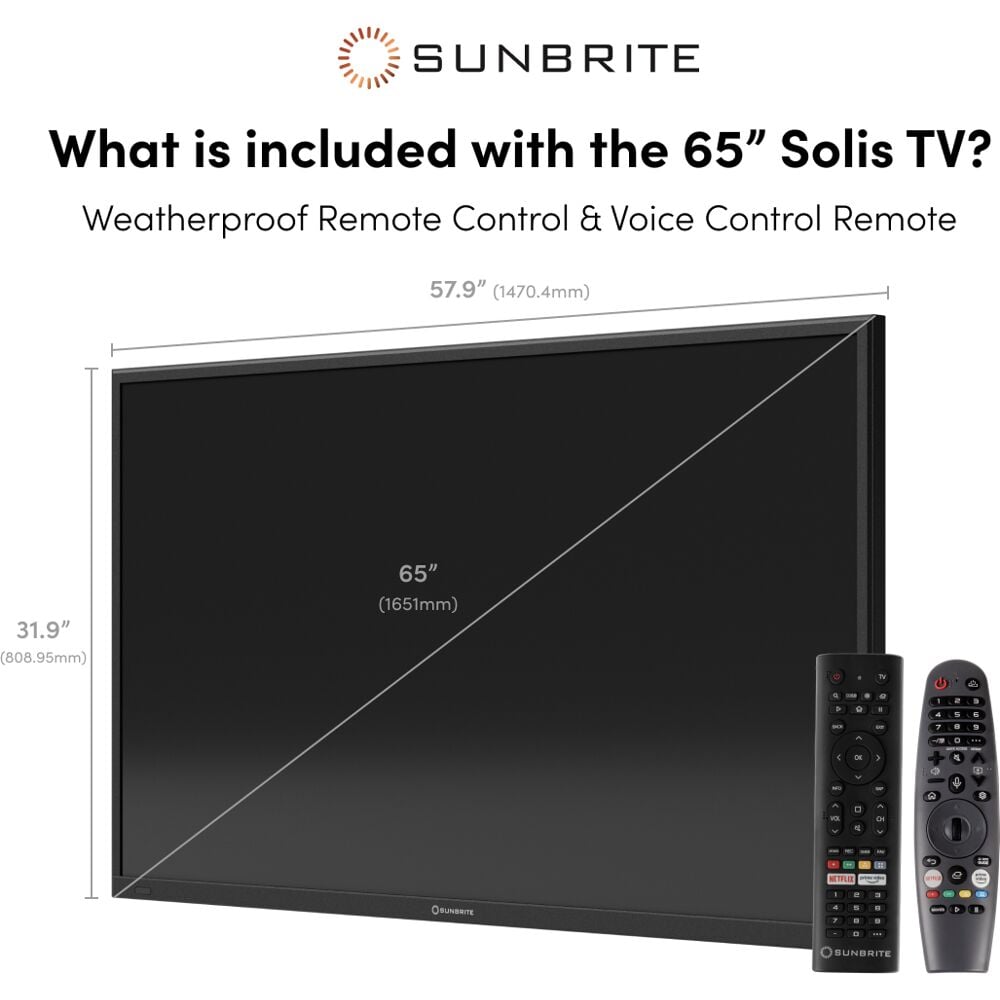 SUNBRITE SB-FS-65-BL 65" Solis Series - Smart Outdoor Tv - Full Sun - 4K Uhd Hdr